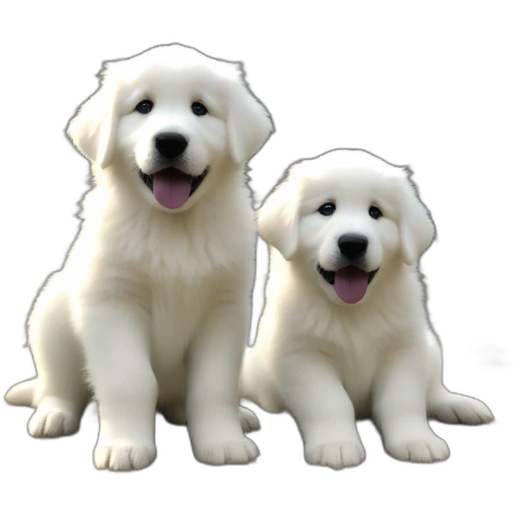 Two Great Pyrenees puppy brothers playing emoji