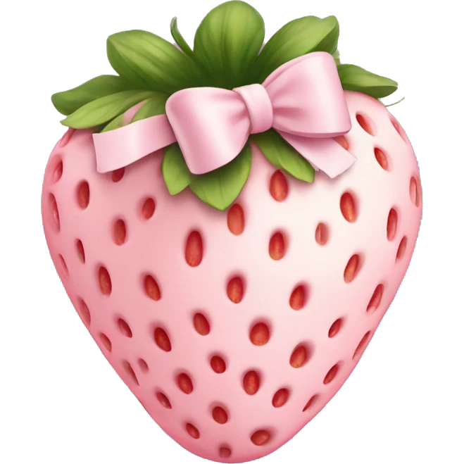  pale pink strawberry wrapped in pale pink bow emoji