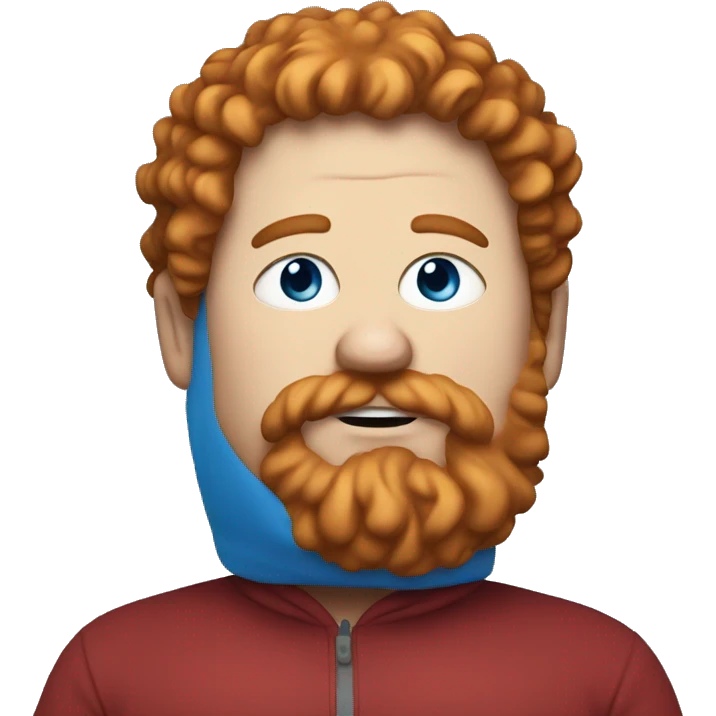 fat white man with blue hoodie and red curly hair and beard emoji