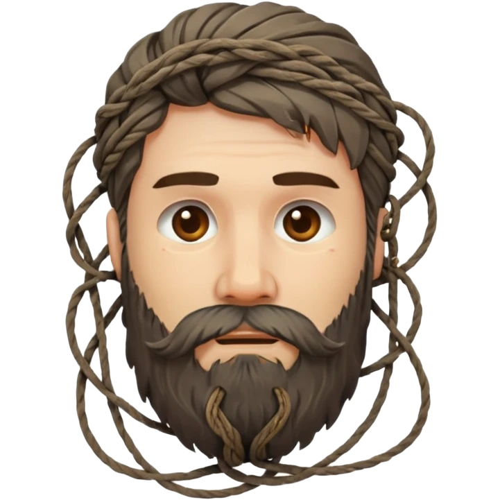 Bearded man tangled in strings emoji