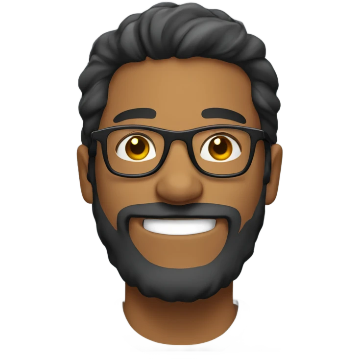 brown man smiling with beard and glasses emoji