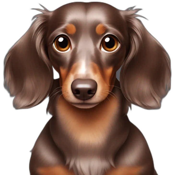 Chocolate long hair isabella dapple dachshund emoji