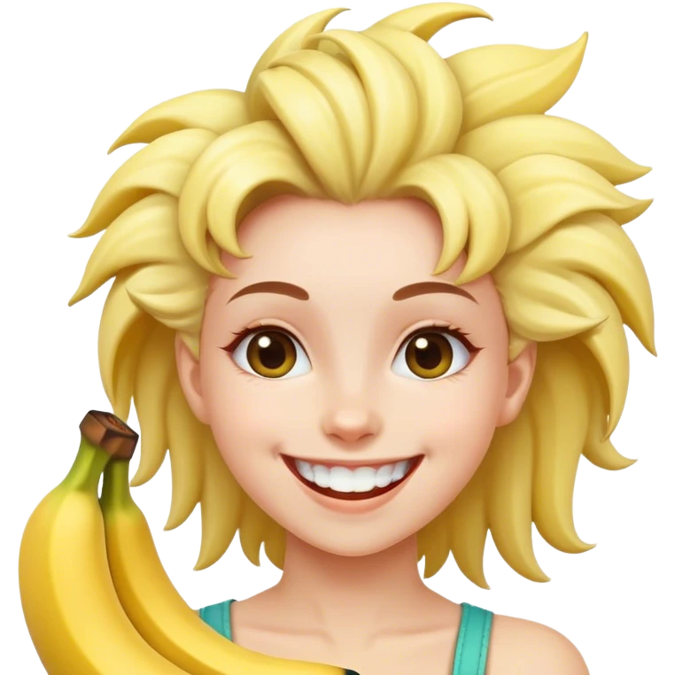 happy girl with banana smile spike hairdo  emoji