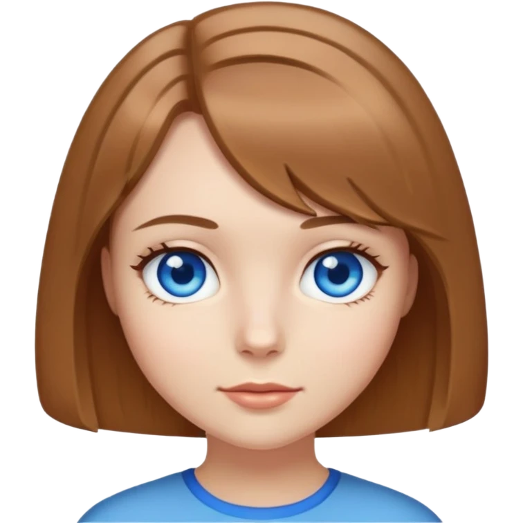 девочка с русым цветом волос и с каре с голубыми глазами emoji