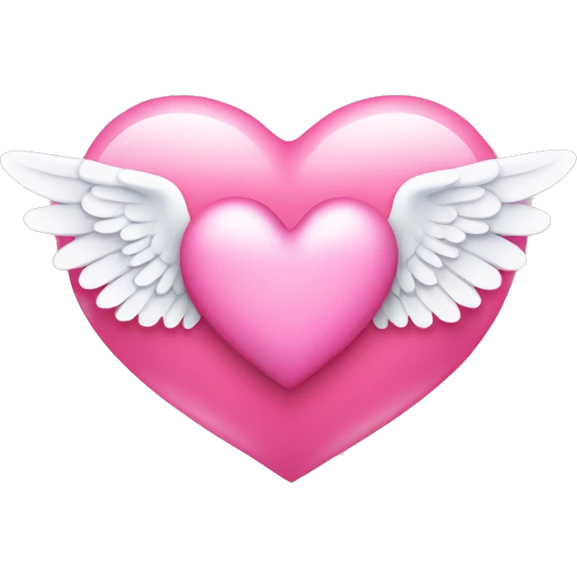 Pink heart with angel wings emoji