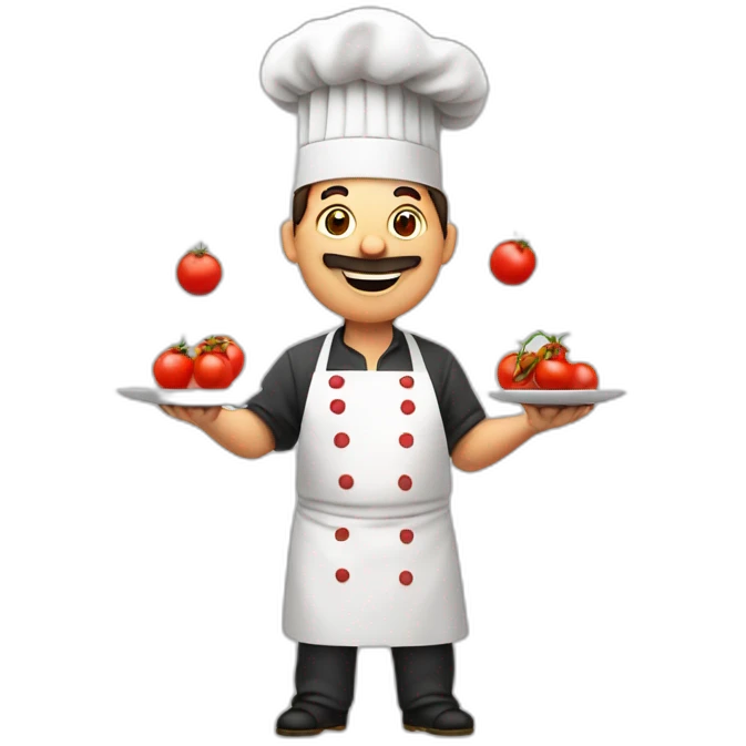 Italian chef juggling tomatoes and salami emoji