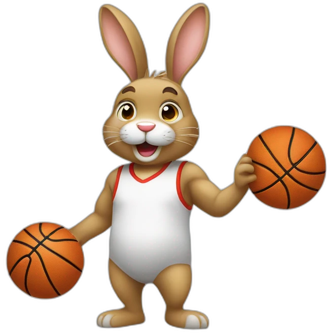 un lapin avec des yeux de ballon de basket emoji