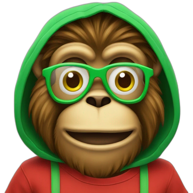 Un singe avec un t-shirt rouge et vert emoji