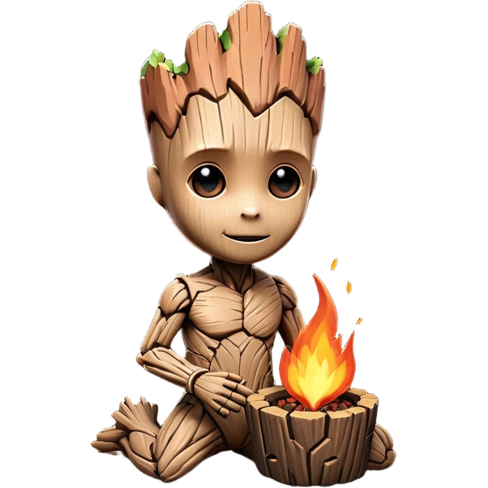 baby-groot with a hearth emoji