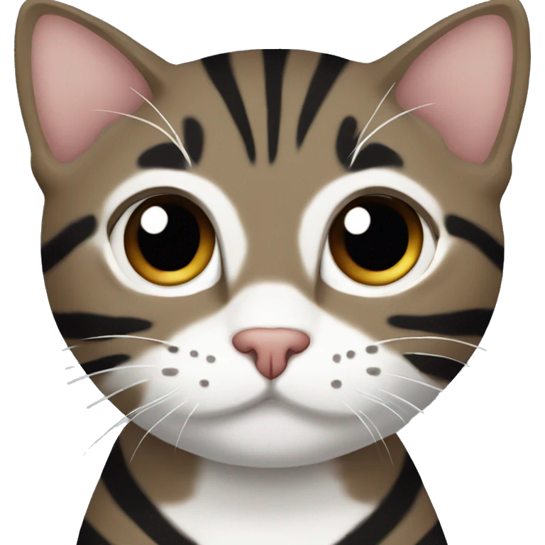 tabby cat (black & very dark brown stripes) domestic shorthair with white underbelly  emoji