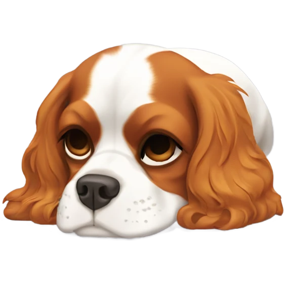 a cavalier king charles spaniel curled up asleep emoji