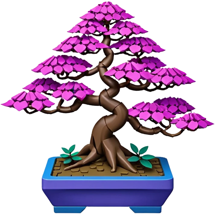 Bonsai Lego fine-leaf group crimson azalea purple and cream blue forest planting origami  emoji