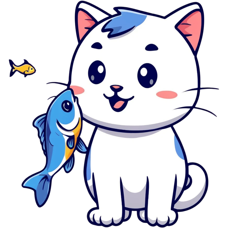gato a comer peixe emoji
