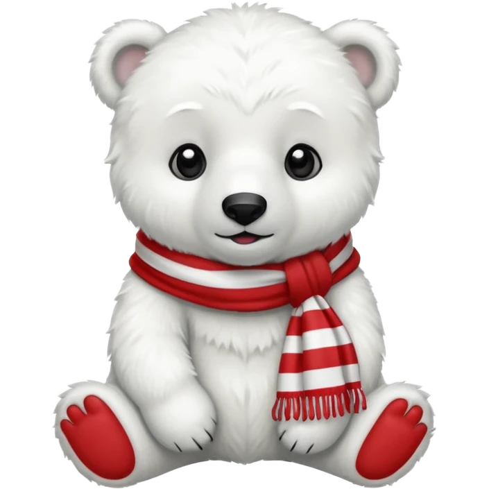 baby polar bear with red stripes scarf  emoji