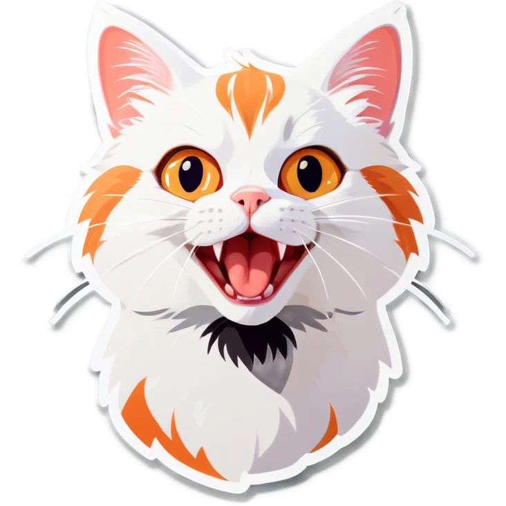 surprised white and orange cat emoji