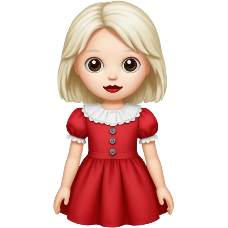 Toy ragdoll in red dress  emoji