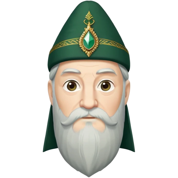 albus dumbledore long beard from harry potter with dark green turkish fez cap and decorative motifs, no gem emoji