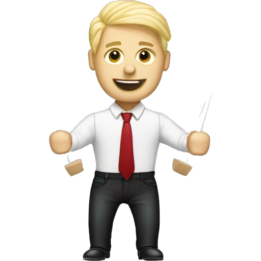 Blonde business man marionette show strings emoji
