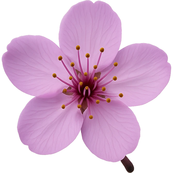 show  one purple cherry blossom, remove background emoji