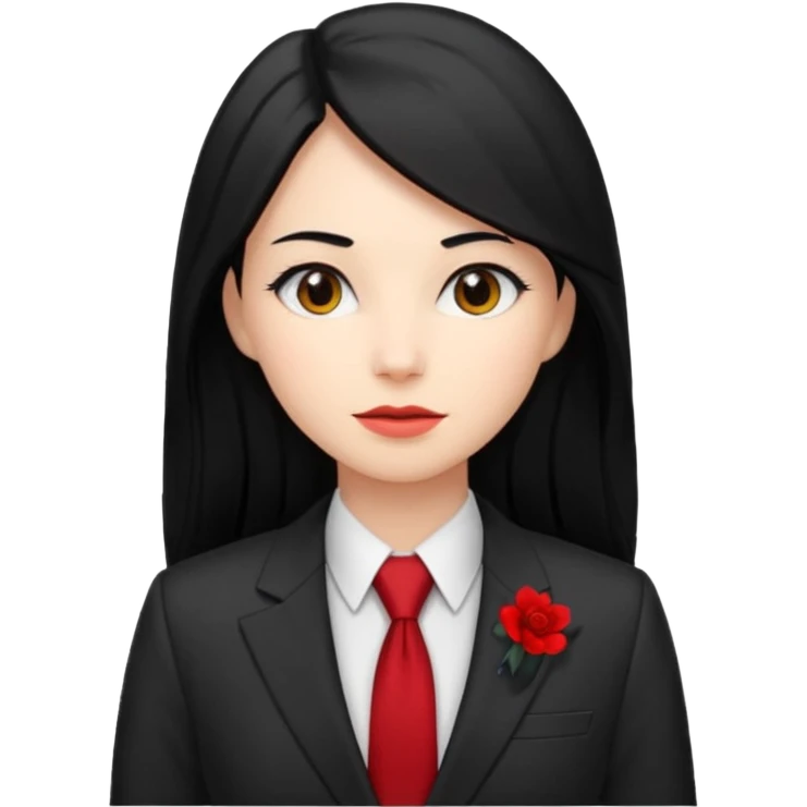 female boss in suit, long black hair, red tie emoji