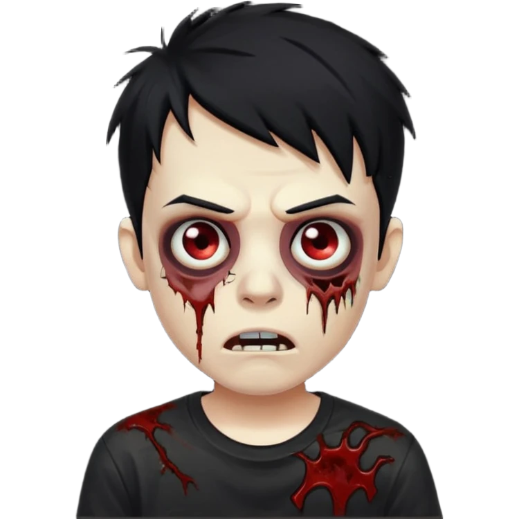 boy zombie with black hair emo black tshirt emoji