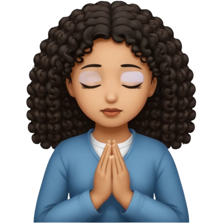 brown girl praying curls black hair and eyes closed emoji
