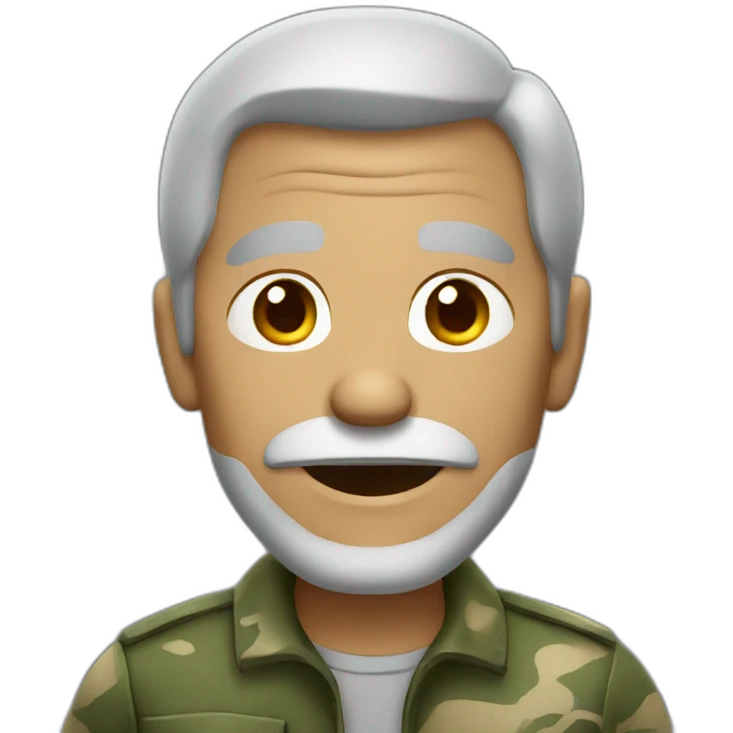 old man with short gray hair dressed in camouflage emoji