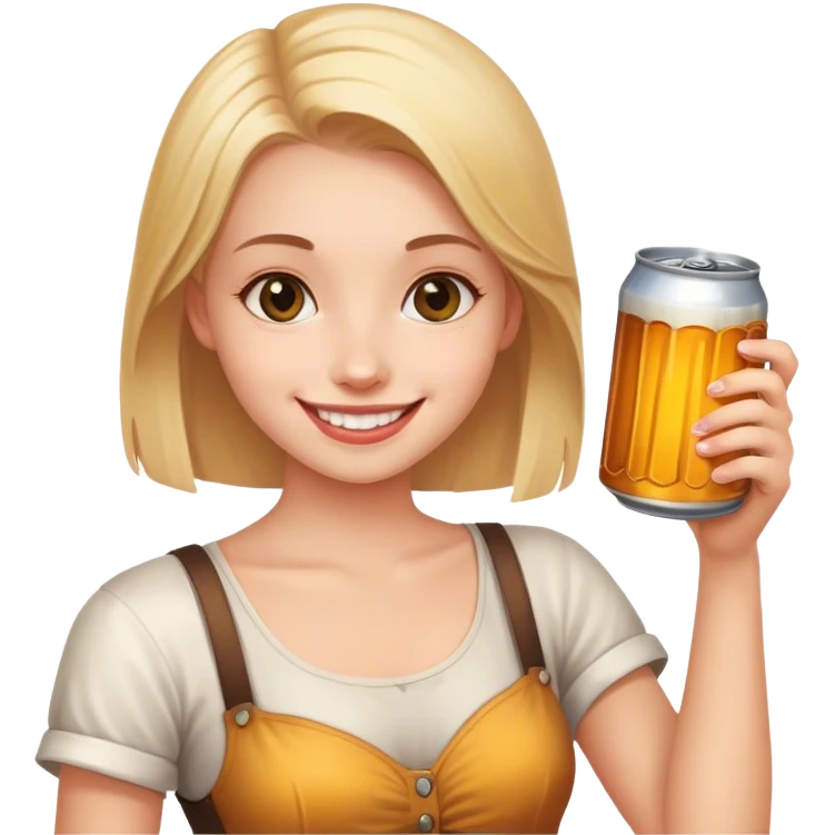 smiling girl with beer can emoji