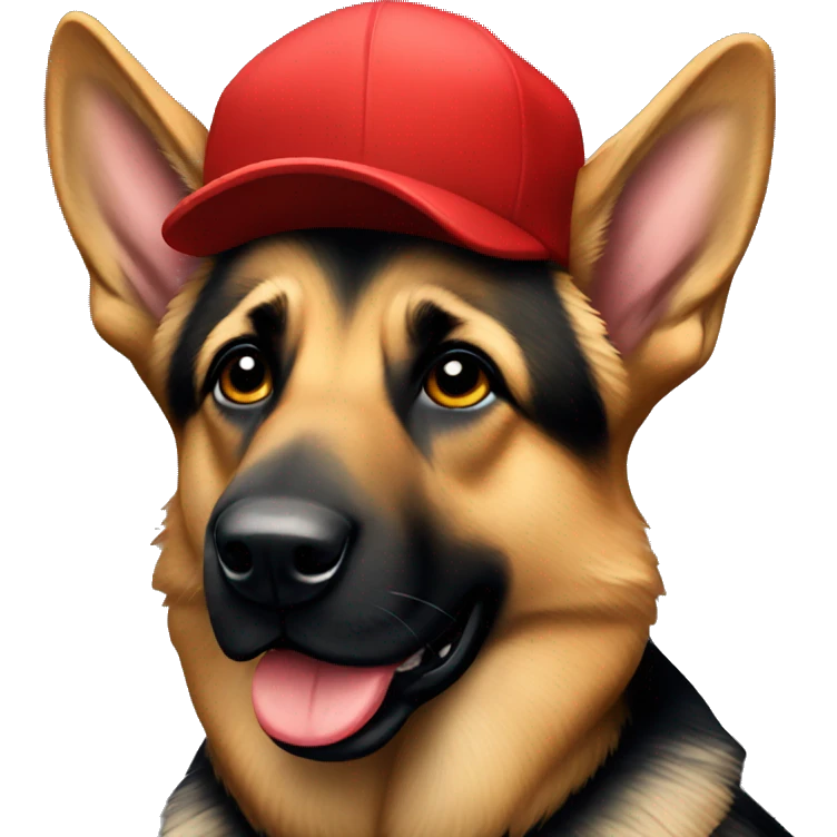 German Shepard with a red cap on  emoji