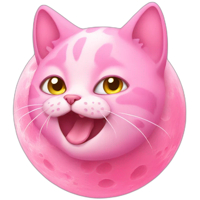 pink cat eat moon emoji