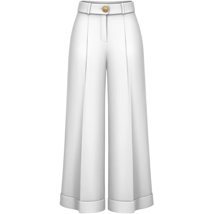 only the white palazzo pants garment, moderate wide leg dress pants, formal with button, isolated flat lay, no human, no model, just the clothing item on white background emoji