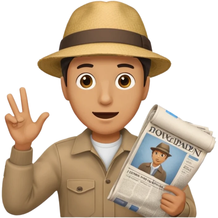 man energetically throwing a rolled-up newspaper to his right emoji