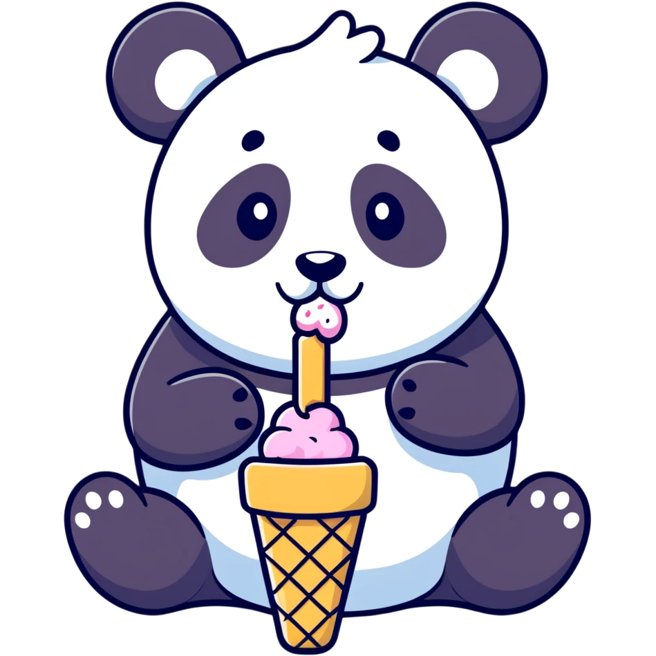 Panda eating ice cream emoji