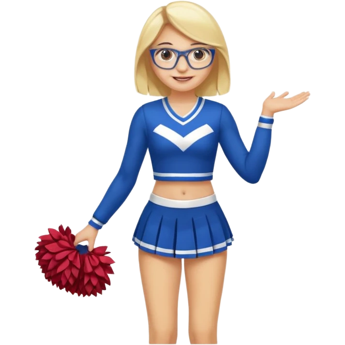  Sexy Dominatrix blonde hair and glasses full body in a cheerleader emoji
