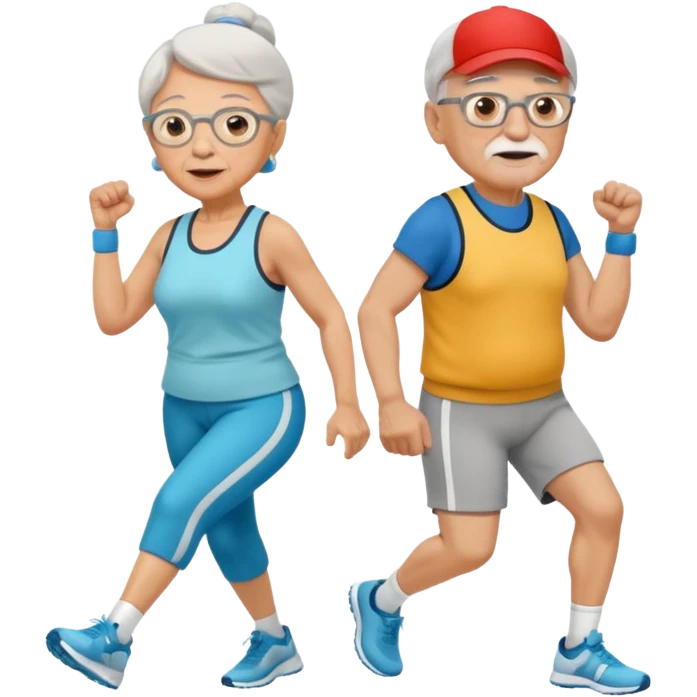 light skin grandma and grandpa work out and They have neutral colours of sport clothes emoji