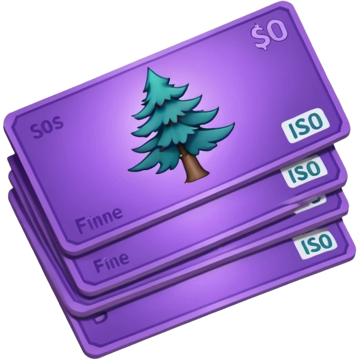purple bank notes with purple pine logo on it emoji