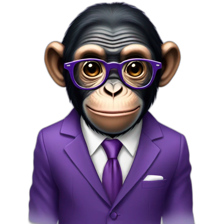 chimpanzee with glasses in a purple suit emoji