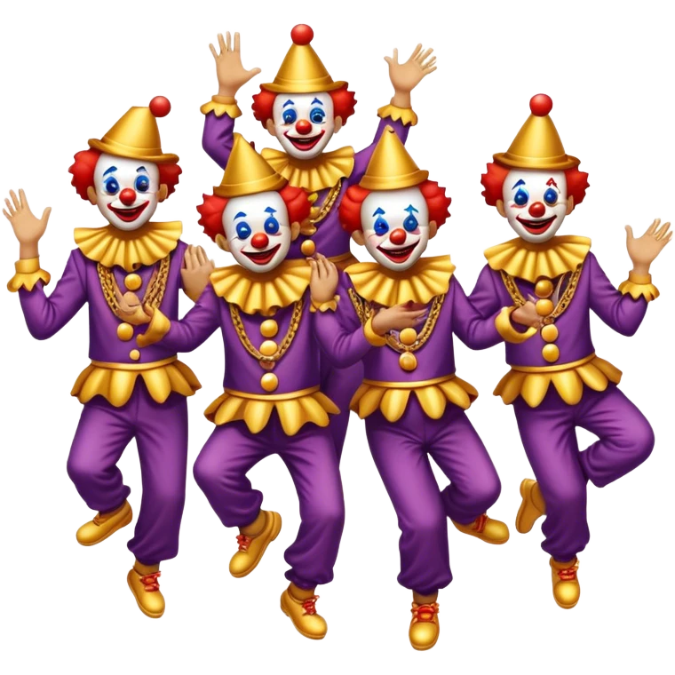 clowns with golden chain on the neck dancing. full height  emoji