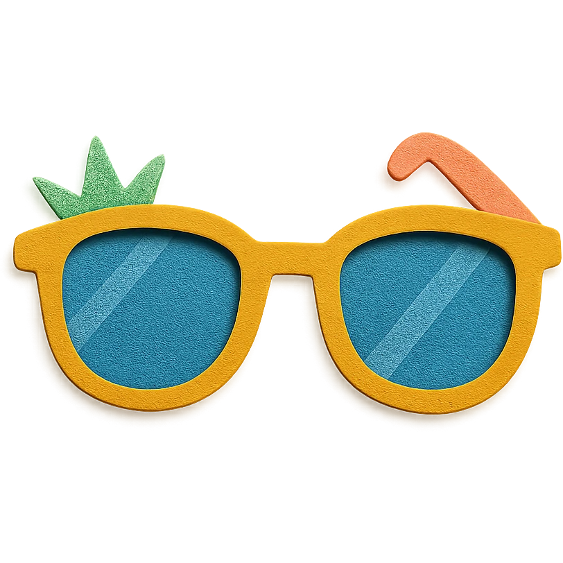 sunglasses with a fun summer vibe and bright colors in paper-craft style emoji