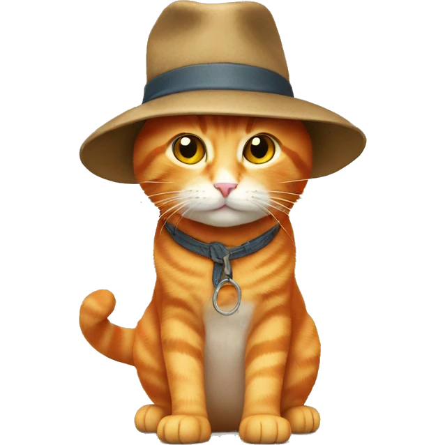 Orange cat wear hat and boots  emoji
