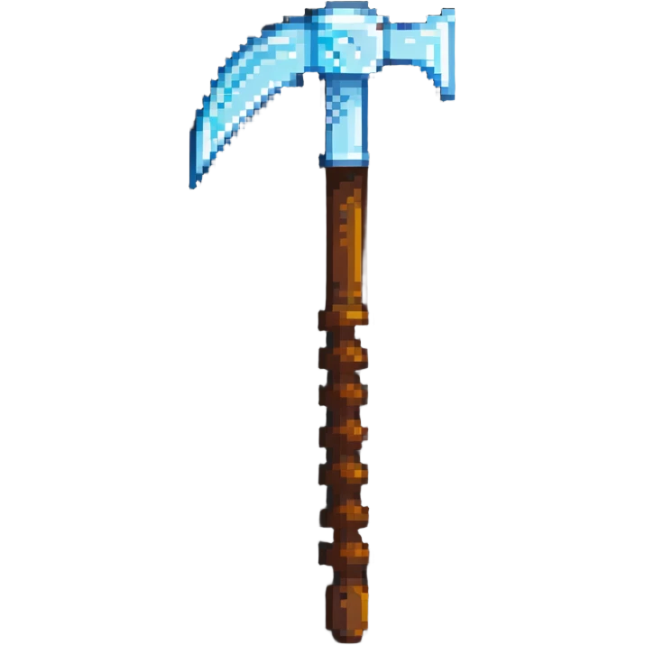 pixelated Minecraft diamond pickaxe with brown handle emoji