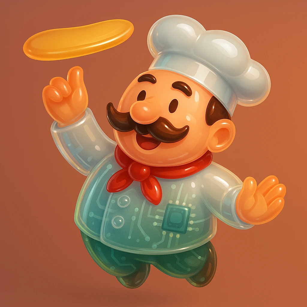 smiling Italian chef spinning pizza dough emoji