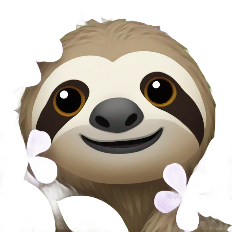 Sloth with purple flowers emoji
