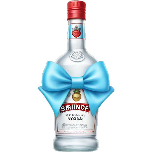 smirnoff vodka bottle with a small light blue bow on it emoji
