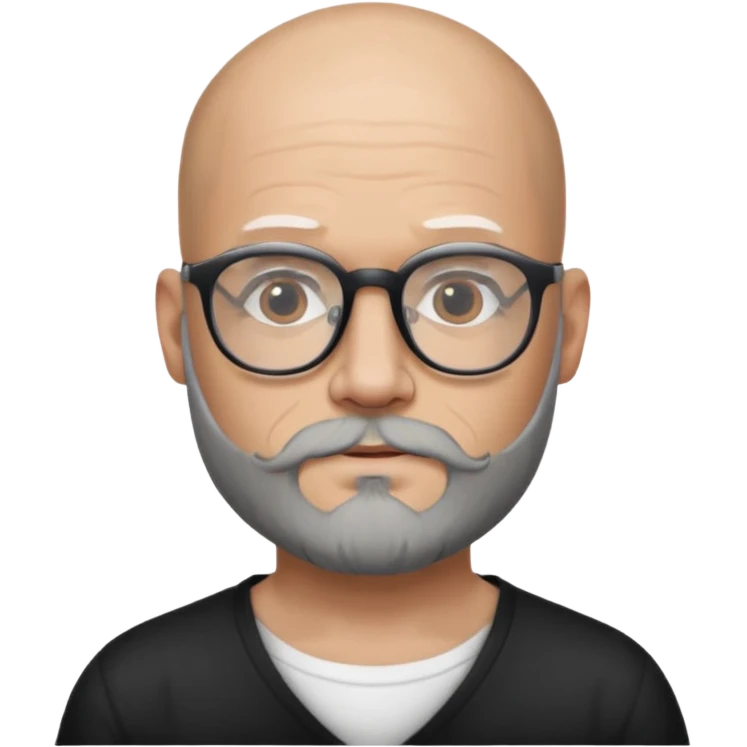 Bald man with salt and pepper beard and glasses and tattoos emoji