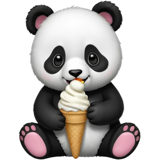 Panda eating ice cream emoji