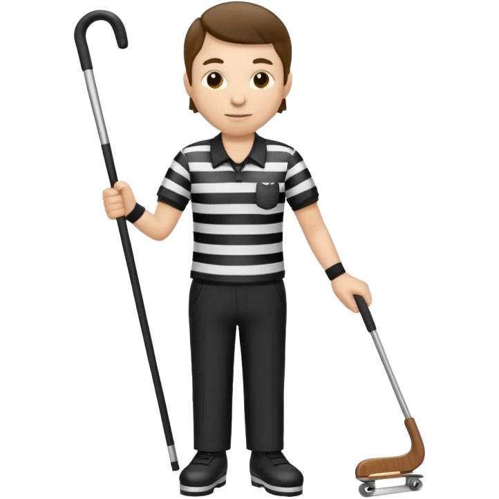 Blind referee skating with a cane emoji