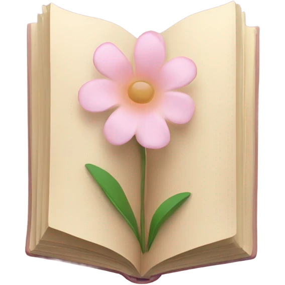 Beige Open book with light pink flower inside emoji