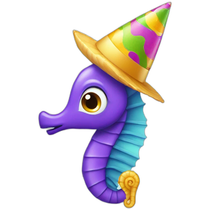 Seahorse with party hat emoji
