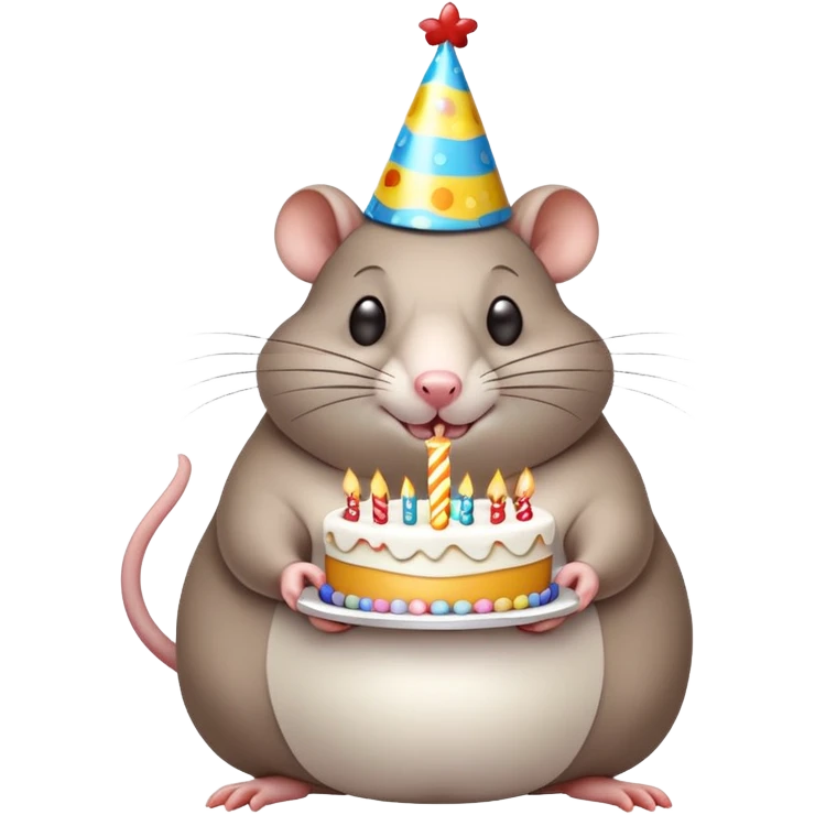 A fat rat with a birthday cake emoji